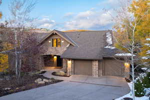 View of front of home with a garage