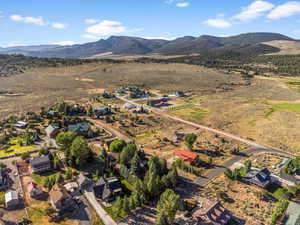 Drone / aerial view with a mountain view