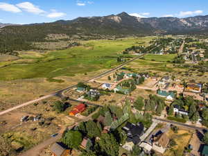 Aerial view featuring a mountain view