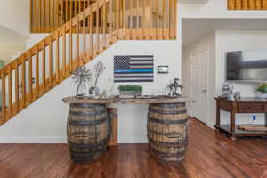 Interior space with dark wood-type flooring