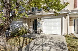 View of front of home featuring a garage