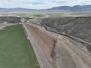 Aerial view featuring a mountain view