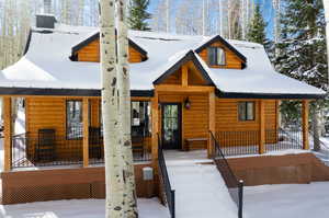 Exterior space with covered porch