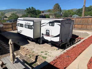 View of yard with a mountain view