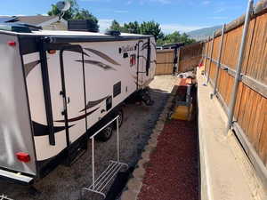 View of yard with a mountain view