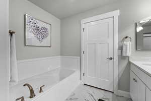 Bathroom with a bathtub and vanity