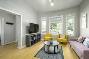 Living room featuring light wood-type flooring