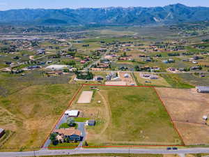 Drone / aerial view with a mountain view