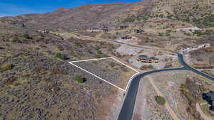 Drone / aerial view featuring a mountain view