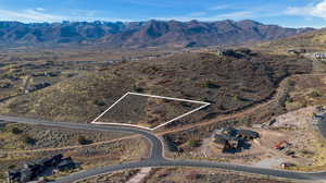 Aerial view featuring a mountain view