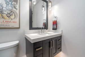 Bathroom with vanity and toilet