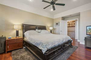 Primary Bedroom on the Main Level with full bath and access to the deck.