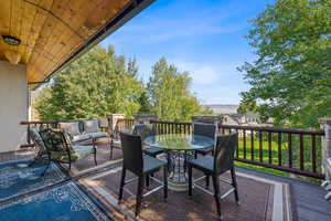 Deck on the main level with valley views