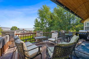 Deck on the main level with valley views