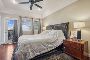 Primary Bedroom on the Main Level with full bath and access to the deck.