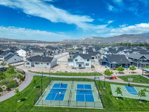 Aerial view featuring a mountain view