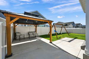 View of patio with a gazebo