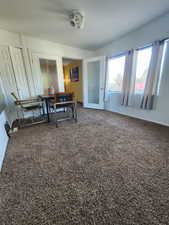 View of carpeted dining area