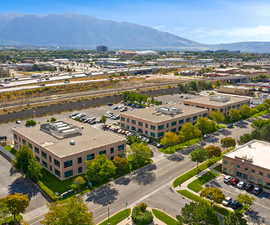 Aerial view featuring a mountain view