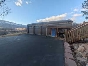 Exterior space featuring a mountain view