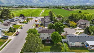 Aerial perspective of suburban area