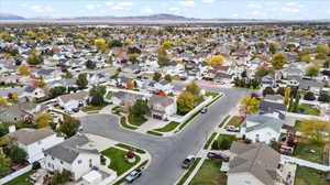 Aerial view featuring a mountain view