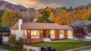 View of front of home featuring a mountain view