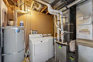 Laundry area with secured water heater and washer and clothes dryer