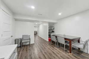 Dining space featuring hardwood / wood-style flooring