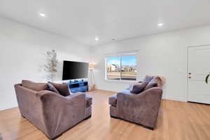 Living room featuring light wood-type flooring