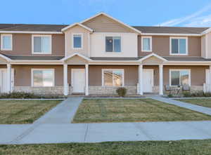 View of front of home with a front lawn