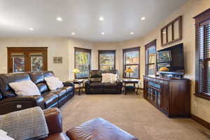 Living room with carpet and plenty of natural light