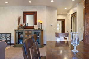 View of carpeted dining area