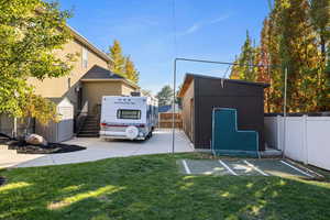 View of yard extra large shed