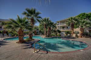 View of pool featuring a patio