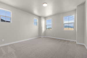 Unfurnished room with light carpet