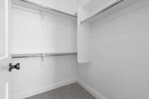 Spacious closet with carpet flooring