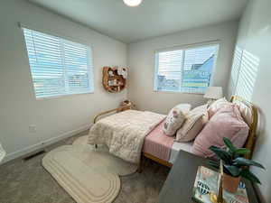 Bedroom with carpet