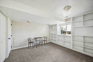 Sitting room with carpet floors