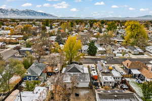 Aerial view featuring a mountain view