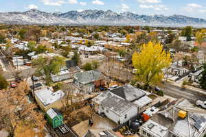 Drone / aerial view with a mountain view