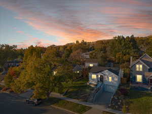 View of aerial view at dusk