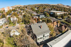 Aerial view featuring a mountain view