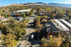 Aerial view featuring a mountain view