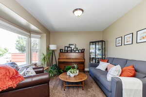 Living room featuring carpet