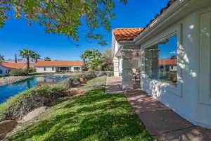 View of back yard and patio area