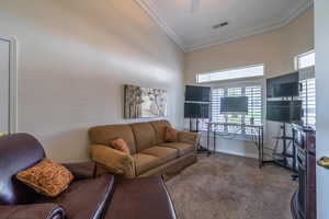 4th Bedroom used as Den.  Vaulted Ceilings and Plantation Shutters