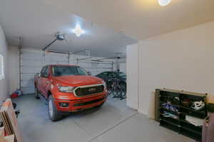 Garage with extra deep area on one side