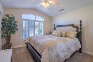 2nd Bedroom with vaulted Ceilings and Plantation Shutters