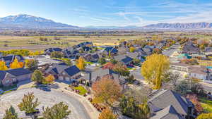 Drone / aerial view with a mountain view